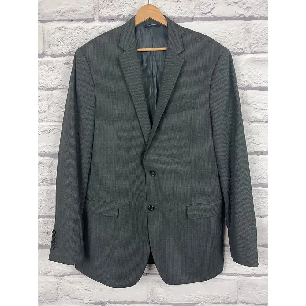 Ralph Lauren Mens 44L Old Money Office‎ Business Pinstripe Suit Jacket 100% Wool